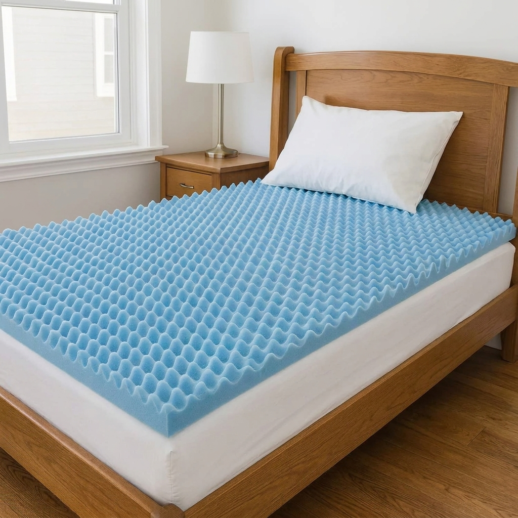 Colchón Cascarón Azul 8cm - en cama
