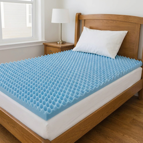 Colchón Cascarón Azul 8cm - en cama